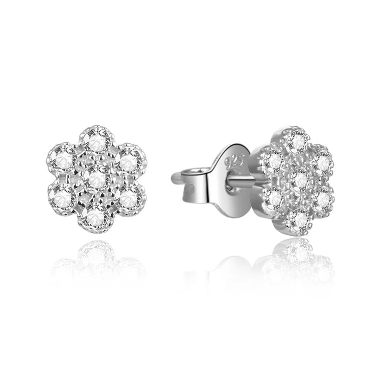 POLIVA 925 Sterling Silver Minimalist Earrings Stud Cubic Zirconia Cute Earing Set