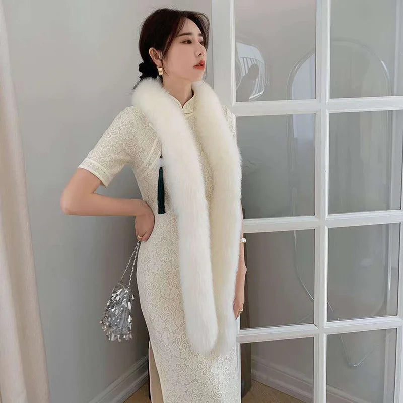 New Style Long Scarf Fox Fur Double-sided Fur Unisex Scarf Full Fur Winter Scarf Boa Stole for Women