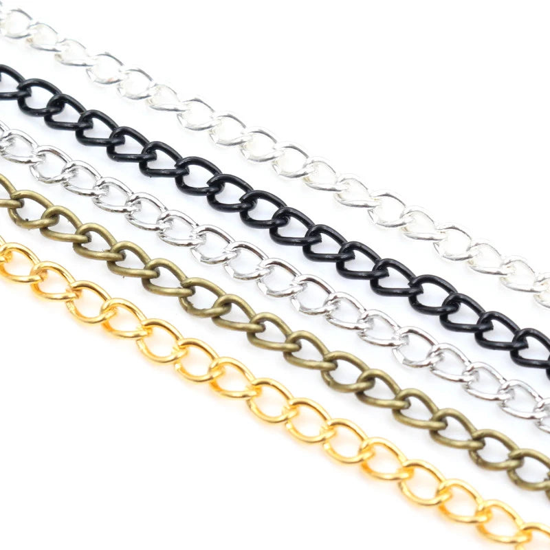 5 Meters/lot 3x2mm 4x3mm Bronze Gold Silver 5 Colors Plated Unwelded Iron Cable Chains DIY Jewelry Making Findings Accessories