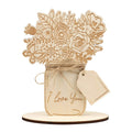 Tailai Mothers Day Wooden Ornaments Wood Flower Bouquet Card DIY Gift Crafts Slices Flower Home Wedding Anniversary Decoration