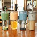 Custom BPA-Free Eco-Friendly Summer Juice Milk Tumbler Clear Plastic Leak-Proof Reusable Straw Water Bottle with Silicone Sleeve