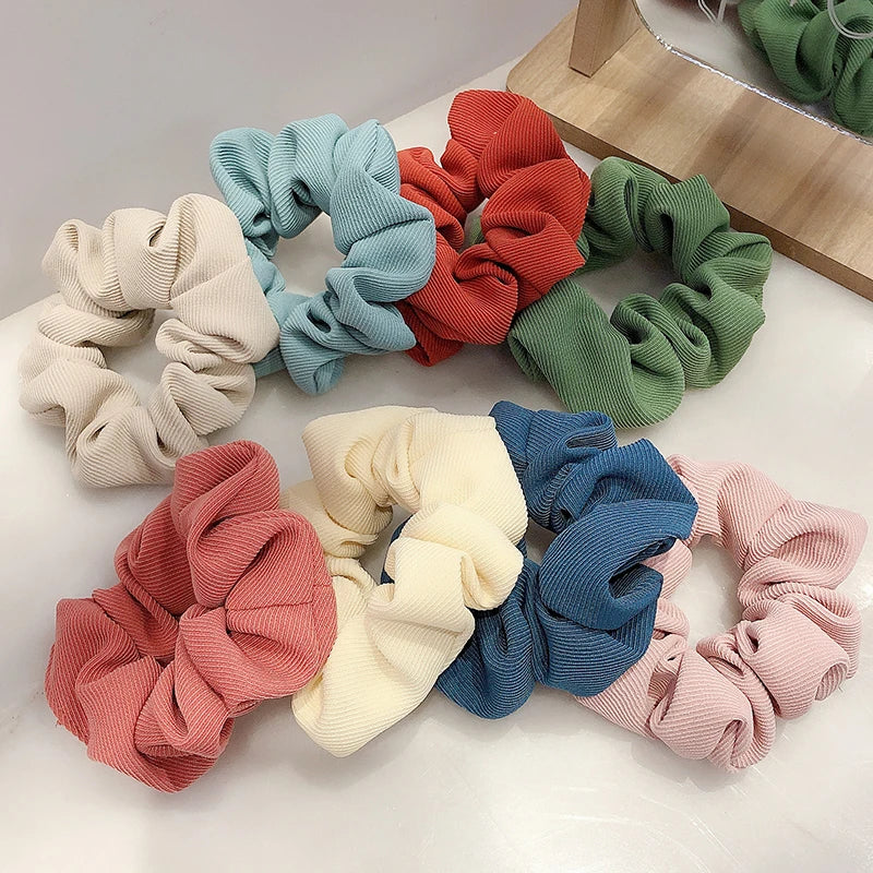 Wholesale Custom Fashion Candy Color Hair Scrunchies Korean Elastic Hair Bands for Woman Girls Ponytail Holder