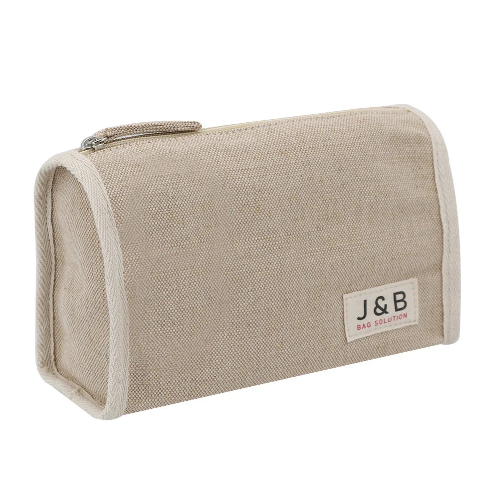 Factory Custom Natural Cotton Jute Toiletry Makeup Zipper Pouch Bag Eco Travel Cosmetic Gift Bags with Cotton Label Logo