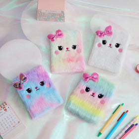 Factory New Wholesale Custom Small Cartoon Cute Cat Plush Notebook for Kids