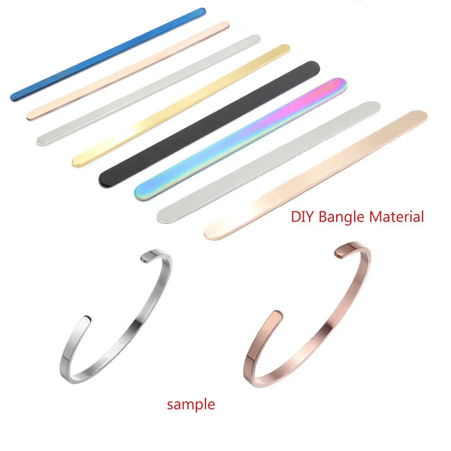 Sanlan Jewelry Manufacturer Wholesale Diy Bending Flat Cuff Bracelet Blank Stainless Steel Straight Bangle Bar for Engraving