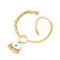 Adjustable Women Hand Jewelry Stainless Steel Shell Evil Eyes Charm  Gold Plated Blue Evil Eyes Tassel