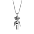 Never Fade Stainless Steel Jewelry Men Hip Hop Necklace Retro Robot Skull Pendant
