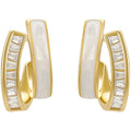 Double Curved Micro Inlaid Drop Glaze White Stone Earrings Women's Light Luxury Elegant Accessories