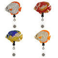 2026 Wholesale Fashion Jewelry Aquatic Alloy Rhinestone Fish Badge Reel Animal Accessories  ID Badge Holder