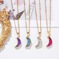 New Natural Stone Amethyst Rough Crystal Cluster Moon Pendant Necklace Women's Color Retention Gold-plated Chain Necklace