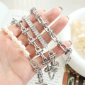 Exaggerated Personality Silver Plated Jewelry Geometric Titanium Steel Hip Hop Clavicle Chain Pendant Necklace