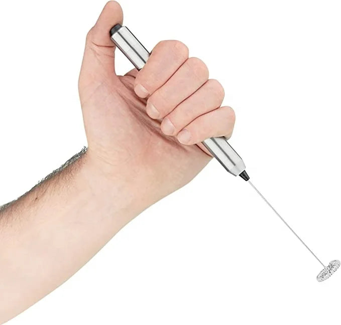 Wholesale Minimalist Design Eco-Friendly Battery Operated Electric Whisk Coffee Matcha Frothing Wand Stainless Milk Frother