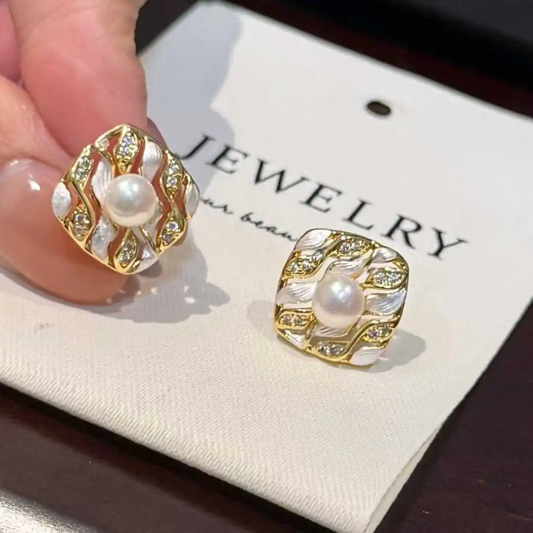 Romantic Elegant Wavy Floating Silk Earrings for Girls S925 Pure Silver Ear Needles & 5-6mm Natural Freshwater Pearls