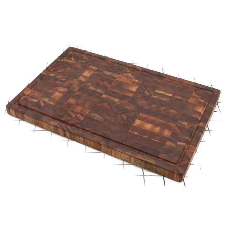 Wholesale Custom Kitchen Cutting Board End Grain Wood with Juice Groove Black Walnut Wood Chopping Block