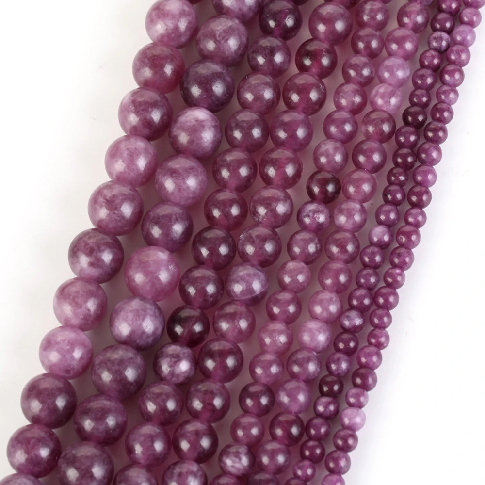 AsVrai U Natural Stone Beads Purple Tourmaline Gemstone Spacer Loose Round Beads for Jewelry Making DIY Bracelets Accessories