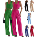 C0319 Trendy Two Piece Set Women Clothing Office Ladies Wear Suit Waistcoats and Straight Pants Set 2 Piece Outfits for Women