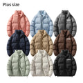 OEM Custom Logo Zipper Puffer Jacket for Men Plus Size Thick Winter Clothing Stand Collar and Bubble Design Woven Fabric