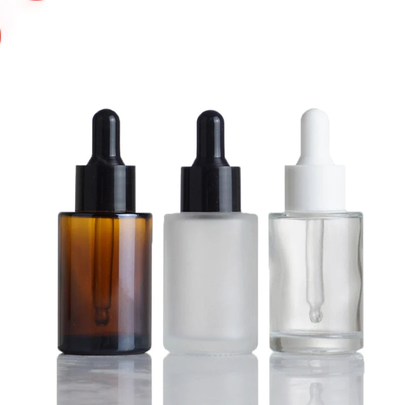 Wholesale 30ml 1oz Round Amber Glass Dropper Bottle with Screw Cap for Cosmetics and Essential Oils Screen Printing Surface