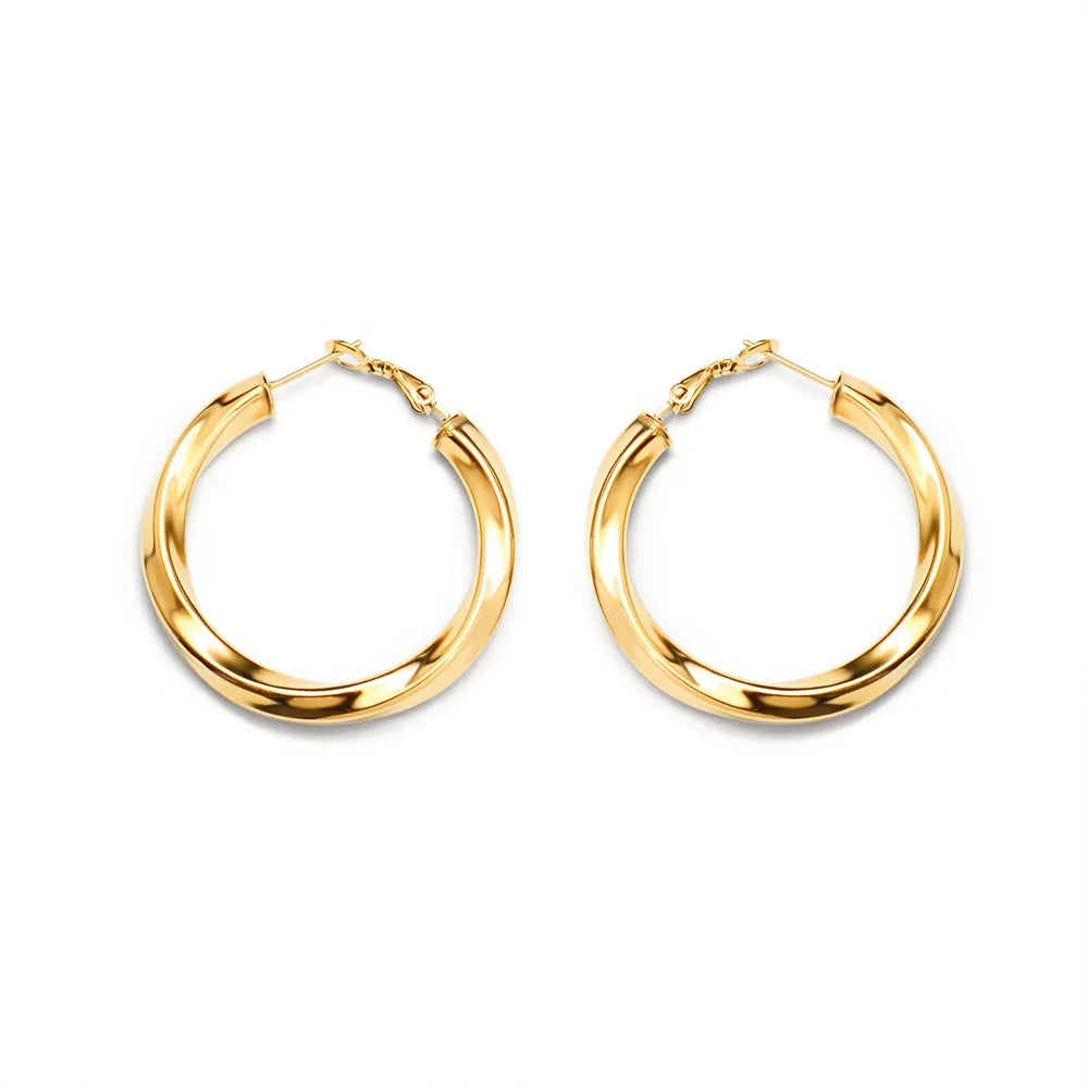 Twist Earrings Titanium Steel C Shape Hot Selling 18 K Gold Plated Earrings