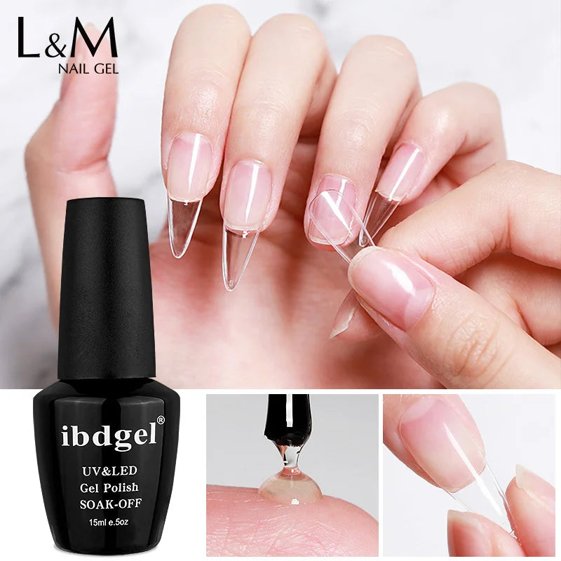Ibdgel Nail Tips Glue Gel 15ml Multifunction Easy Widely Used Nail Gel Glue Base Coat Diamond Stick Glue