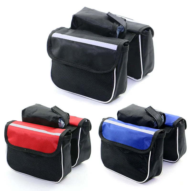 Bicycle Two-sided 3-in-1 Bags Bicycle Rack Tube Bags Mountain Bike Upper Pipe Bag