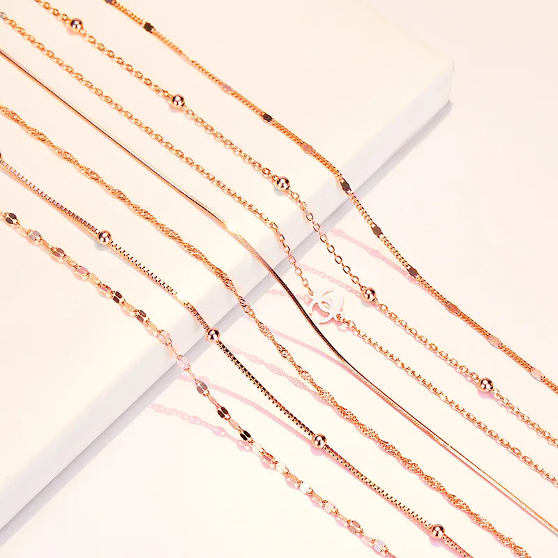 Merryshine 925 Sterling Silver Chain Necklace for Women Fine Wholesale Snake Bone Water Wave Clavicle Gold Link Cadenas De Plata