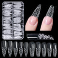 Misscheering 120pcs Nail Art Box with Transparent Trapezoidal Long Pointed Concave Convex 3D Crystal Glass armor