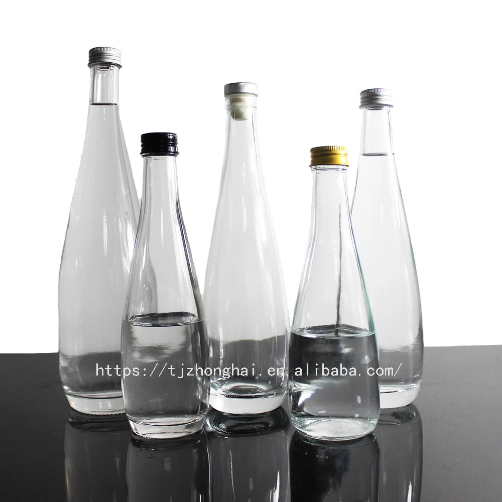 Super Flint White Water Glass Bottle Mineral and Soda Glass Bottles With Screw Cover