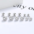 Hypoallergenic Nickel Free 925 Silver White Cubic Zircon Ball Stud Earrings Screw Back for Women Men Unisex