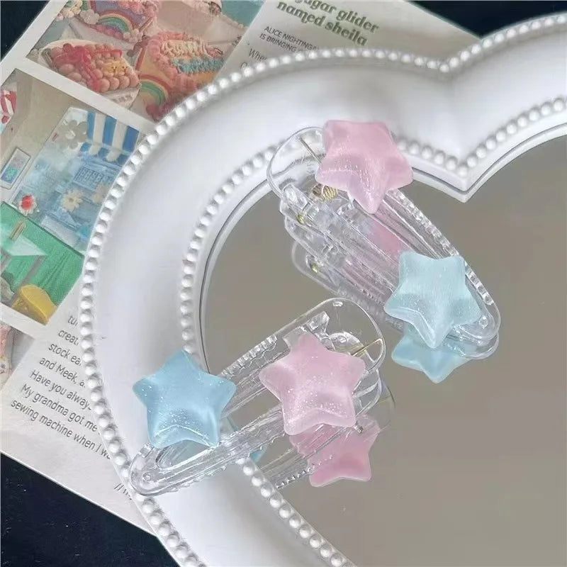 Wholesale pink Blue Star Flat Makeup Clips No Bend Crease Face Wash Mermaid Hair Pins Bobby Pins for Women Girls