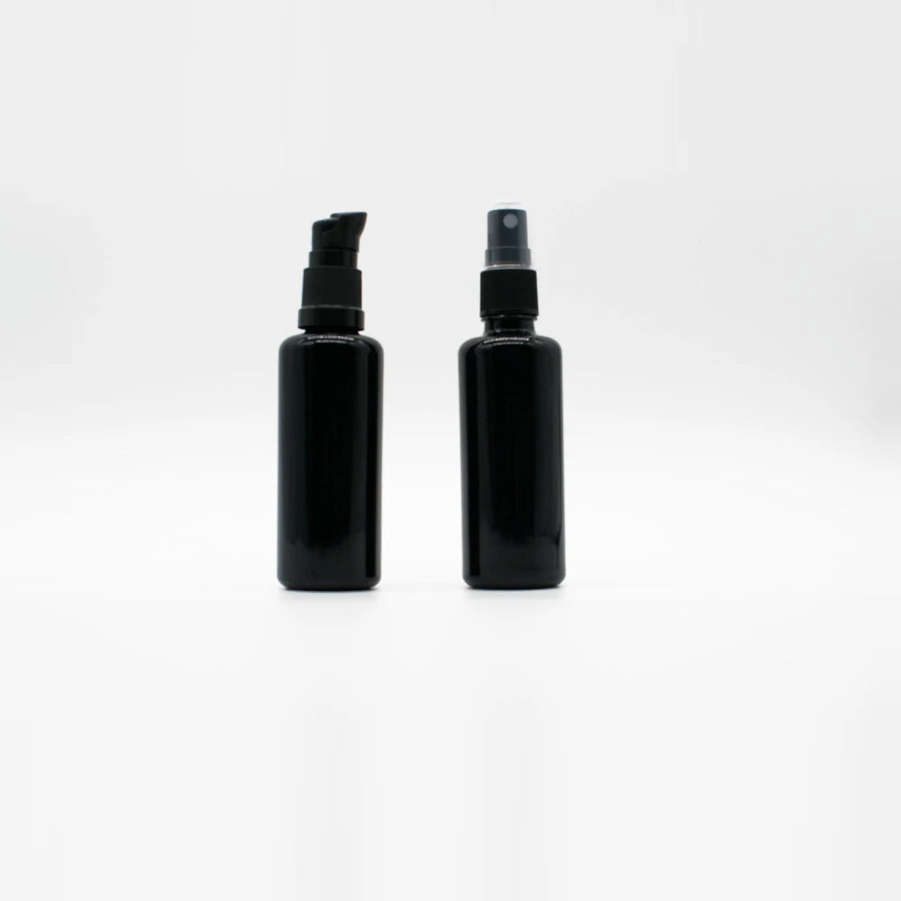 Luxury Cosmetic Containers and Packaging Spray Pump Bottle Oil Dropper Bottle Black Glass Bottles for Cosmetics