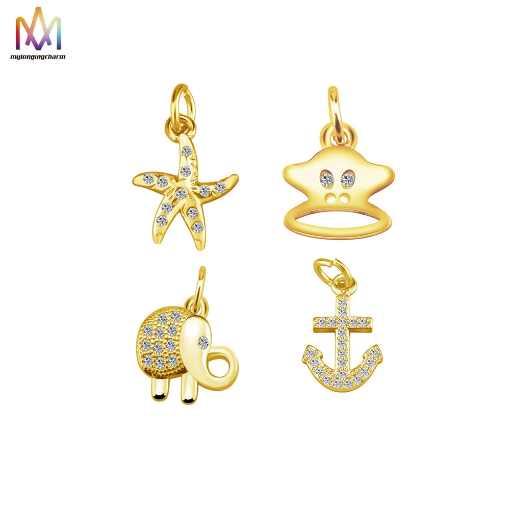 Manufacturer Dainty Crystal Lucky Kawaii Gold Filled Charms Pendants Accessory for Jewelry Bags Garments