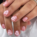 Professional Tips for Bride Flower Short Square False Nails Tip Press on Nails for Women