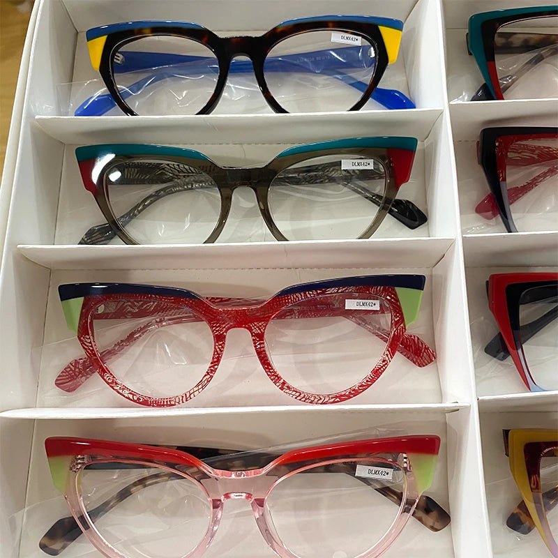 Cat Eye Lamination Combination Acetate 2024 Newest Luxury Women Men Prescription Myopia Eyeglasses Frames