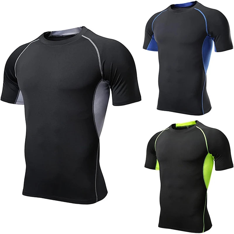 Men's Basketball Compression Shirt Short Sleeve Sports Functional T-Shirt Four-Way Stretch Lightweight Mesh Fabric Shirts Tops