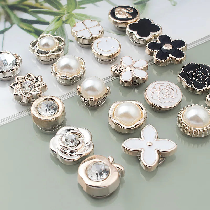 Luxury Wholesale Shirts Smart Buttons Women's Upper Garment No Sewing Magnet Pearl Buttons Round Versatile Western-style Button