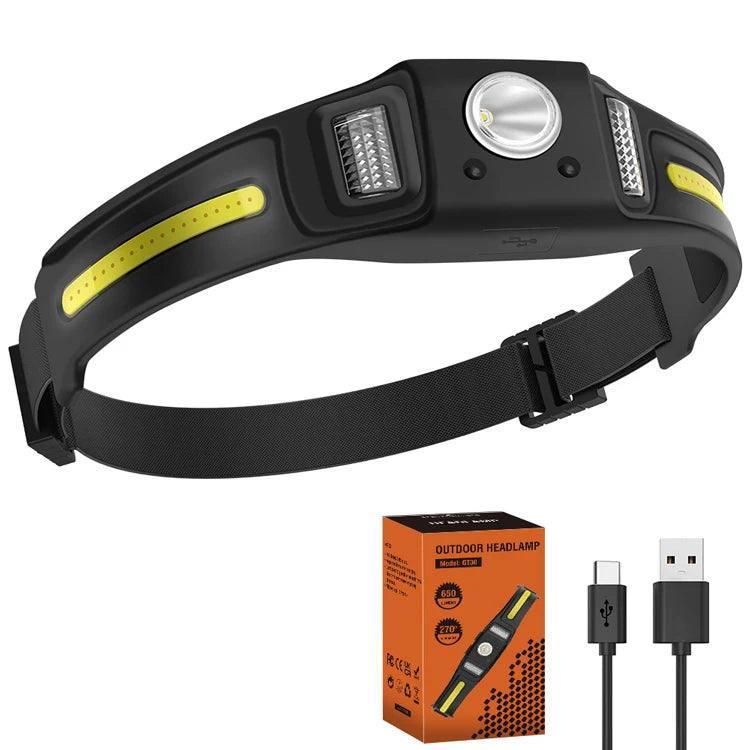 Boruit GT30 High Power Led Headlamp Motion Sensor Headlamp Rechargeable Waterproof Brightness Headlamp With Camping and Hiking