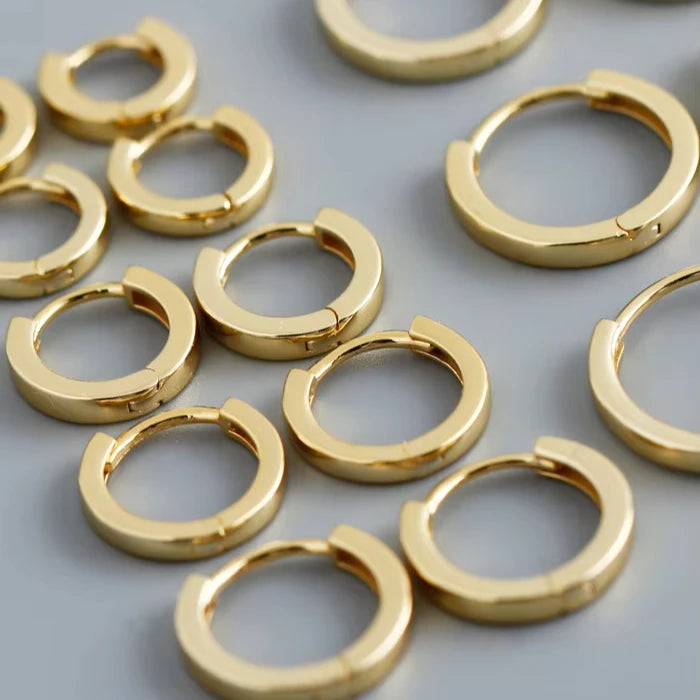Fine Jewelry Wholesale Multi Sizes 925 Sterling Silver Plain Simplist Hoop Earrings Dainty Gold Earrings