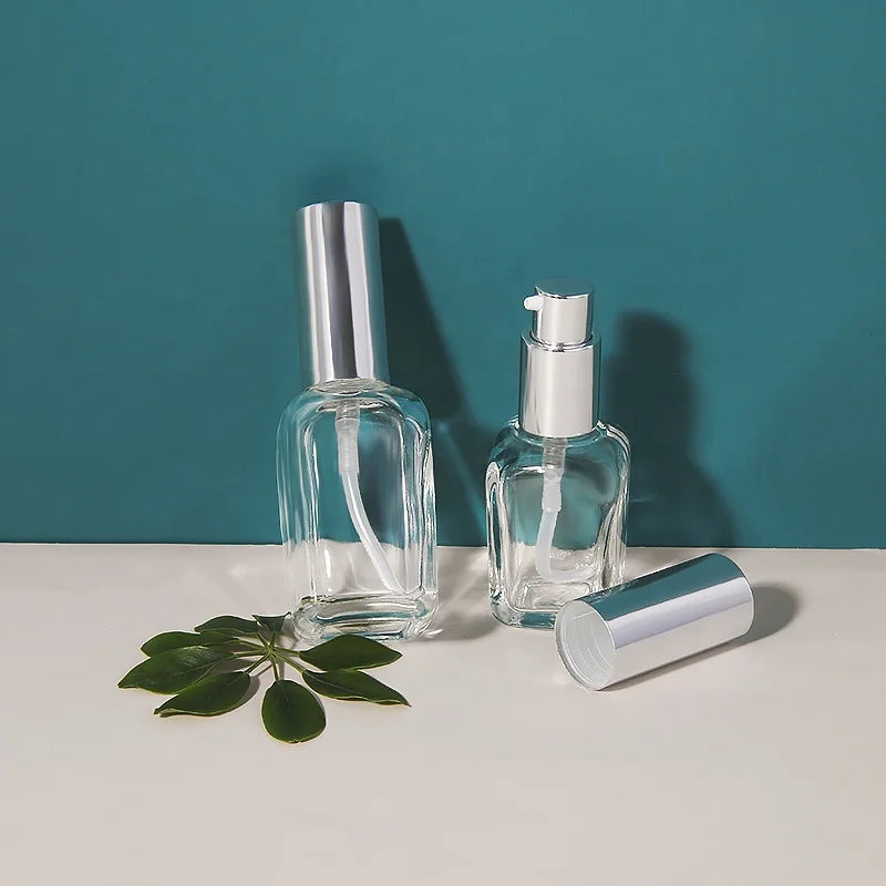 High Quality  30ml 50ml Pump GLASS Lotion Bottles Cosmetic Packaging for Skin Care