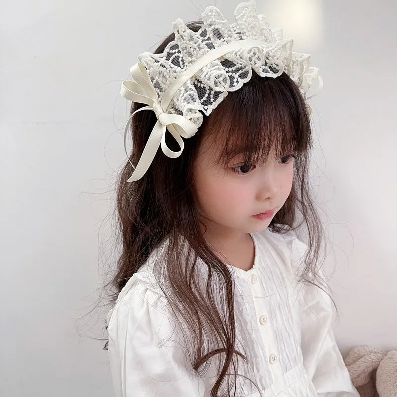 New Lolita style pleated lace children's cute headbands hair accessories girl head wear