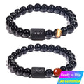 Wholesale New Men's tiger Eye Stone Beads Natural Crystal Healing Stone String Jewelry Stone Elastic constellation Bracelet Set