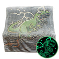 Glow in the Dark Animal Pattern Flannel Throw Blanket 100% Polyester Raschel Knitted Wearable with Tassels