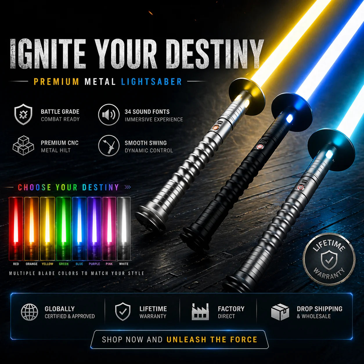 Lightsaber Wholesale Manufacturer Factory Direct Low MOQ Easy Start Support Dropshipping for US EU Distributor How to Be Agent