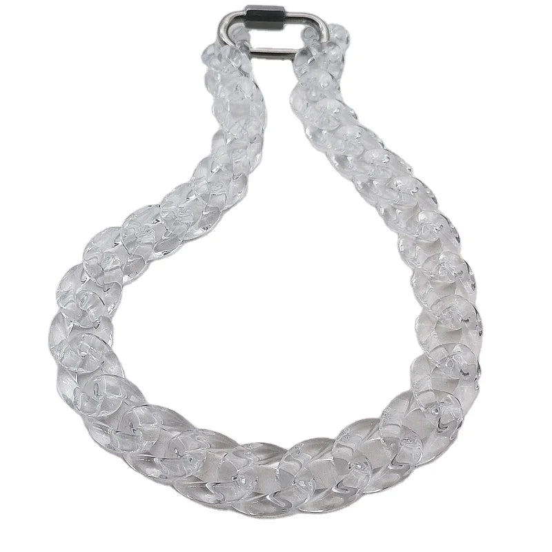 Fashion Lock Clear Choker Necklace Hip Hop Stainless Steel Clear Best Selling Summer Acrylic Necklace for Men Women