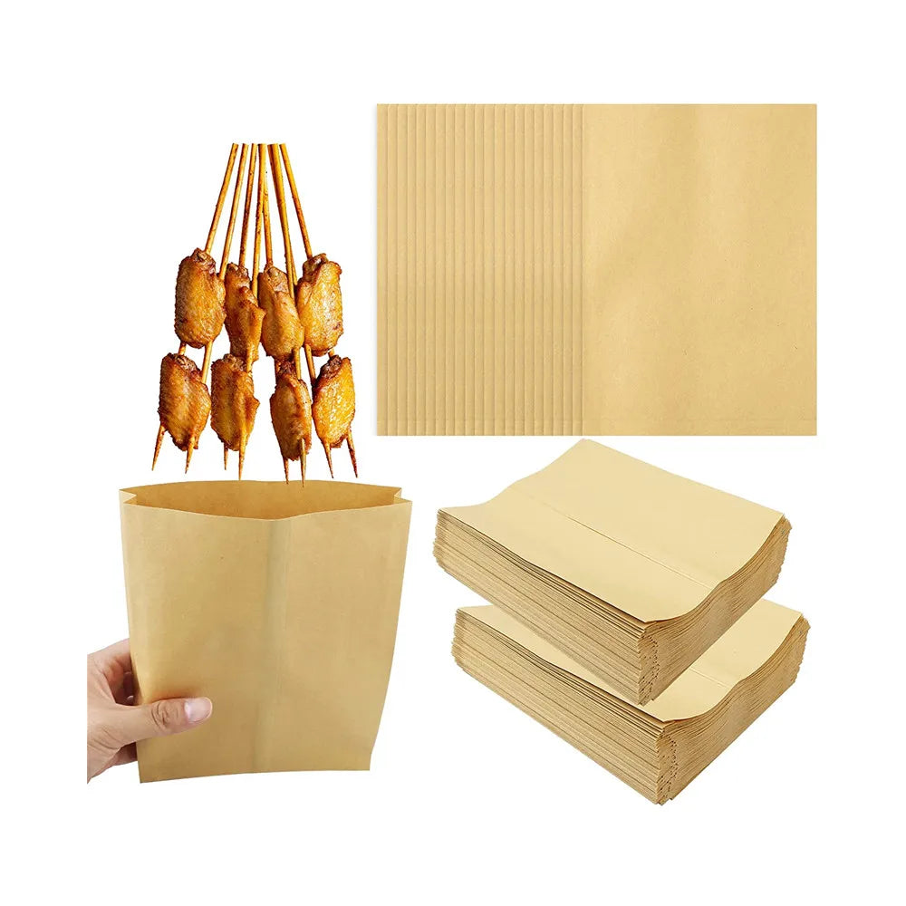 Durable Kraft Paper BagsGreaseproof Sandwich Bags for Lunch 6 X 8 X 1 Inches