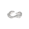 Fashion Jewelry Wave Design Rings 925 Adjustable Silver Rings Rhodium Plated Ring for Women