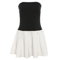 Women's Summer American Fashion Hottie Contrast Color Wrap Chest Short Skirt Leg Long Slim Dress
