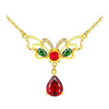 HD0256 24K Gold Plated Butterfly Necklace Women Fashion Inlaid Colored Gemstones Plated Garnet Sweater Chain Wedding Jewelry