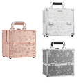 Professional Large Aluminum Travel Case Soft Handle Water Resistant Durable Nail Polish Makeup Portable Organizer Open Cosmetic