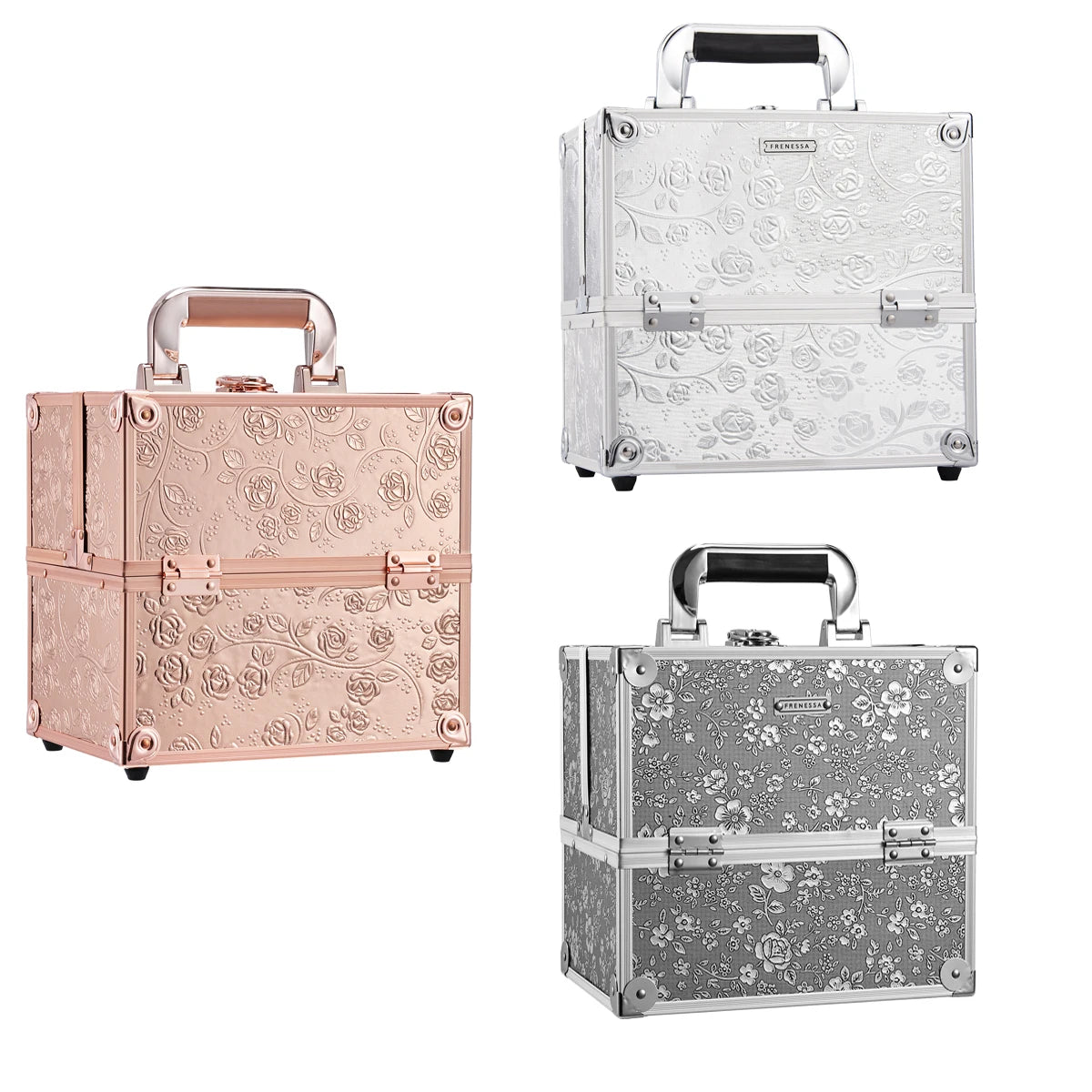 Professional Large Aluminum Travel Case Soft Handle Water Resistant Durable Nail Polish Makeup Portable Organizer Open Cosmetic
